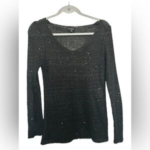 4/$20 Le chateau black sequins mesh special occasion party  sweater- size S